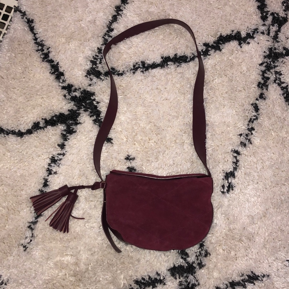 Burgundy suede crossbody
